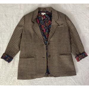 Sundance Blazer Catalog Wool Blend Womans Houndstooth Oversized Academia Medium